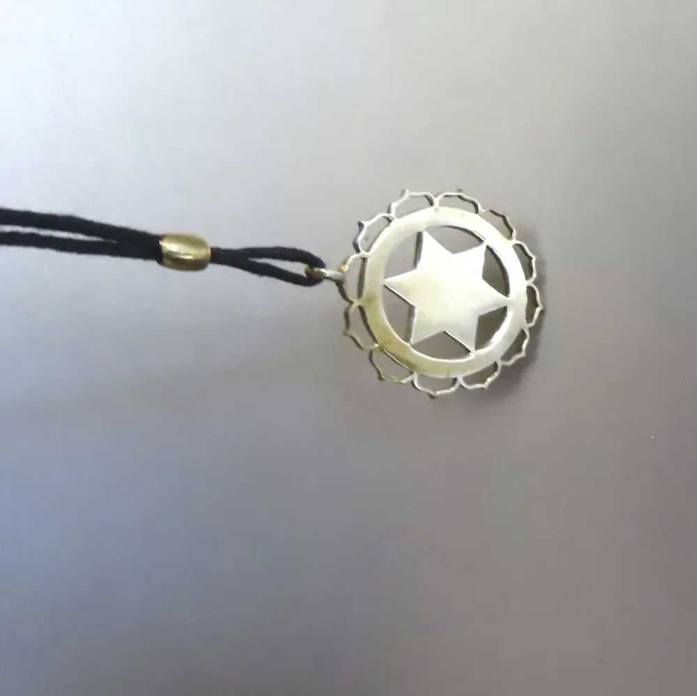 Vintage Jewish Star Necklace on Adjustable Black … - image 2