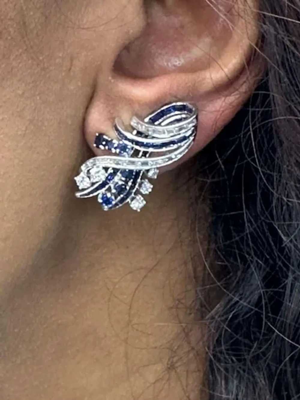 Chic Nieman Marcus Sapphire Diamond Platinum Ear … - image 4