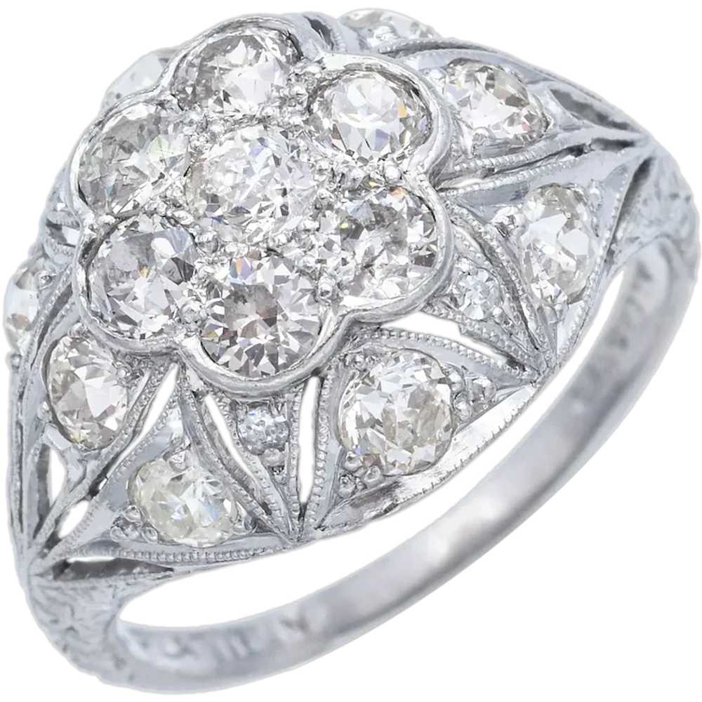 Antique Art Deco Platinum Diamond Band Ring Size … - image 1
