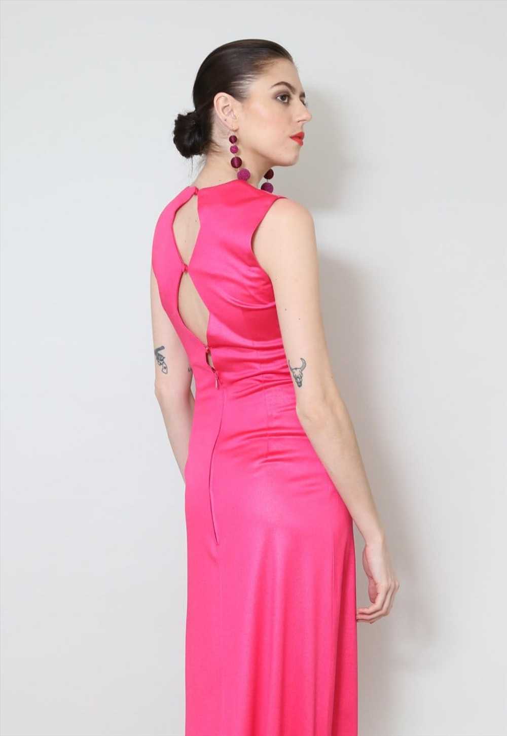 70's Vintage Ladies Dress GiGi Neon Pink Sleevele… - image 2