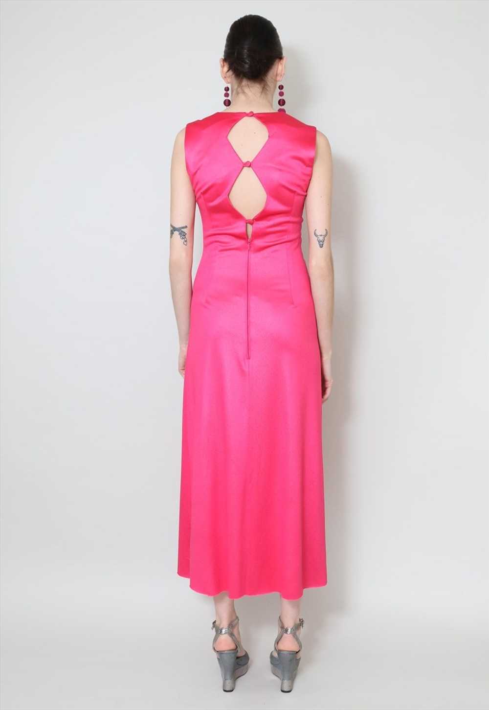 70's Vintage Ladies Dress GiGi Neon Pink Sleevele… - image 4