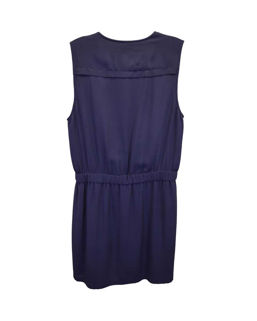 Theory Navy Blue Silk A-Line Dress with Button Cl… - image 2