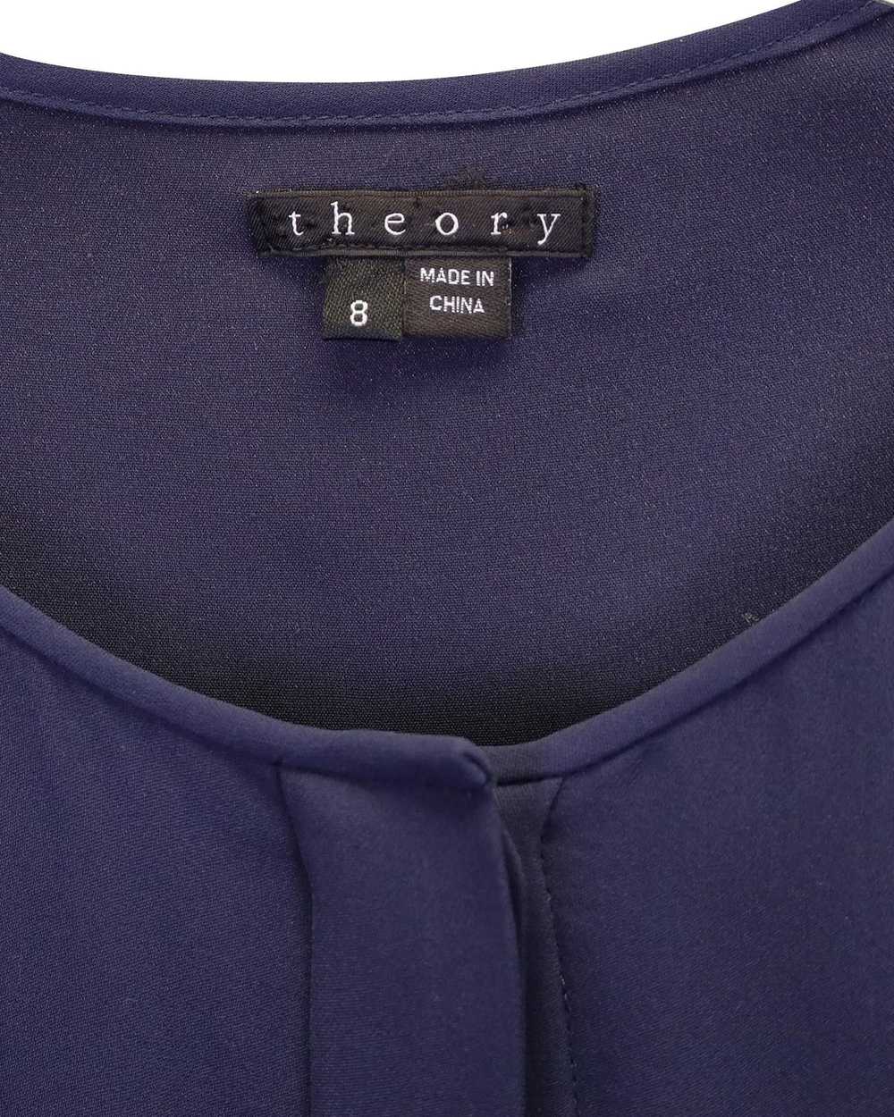 Theory Navy Blue Silk A-Line Dress with Button Cl… - image 3