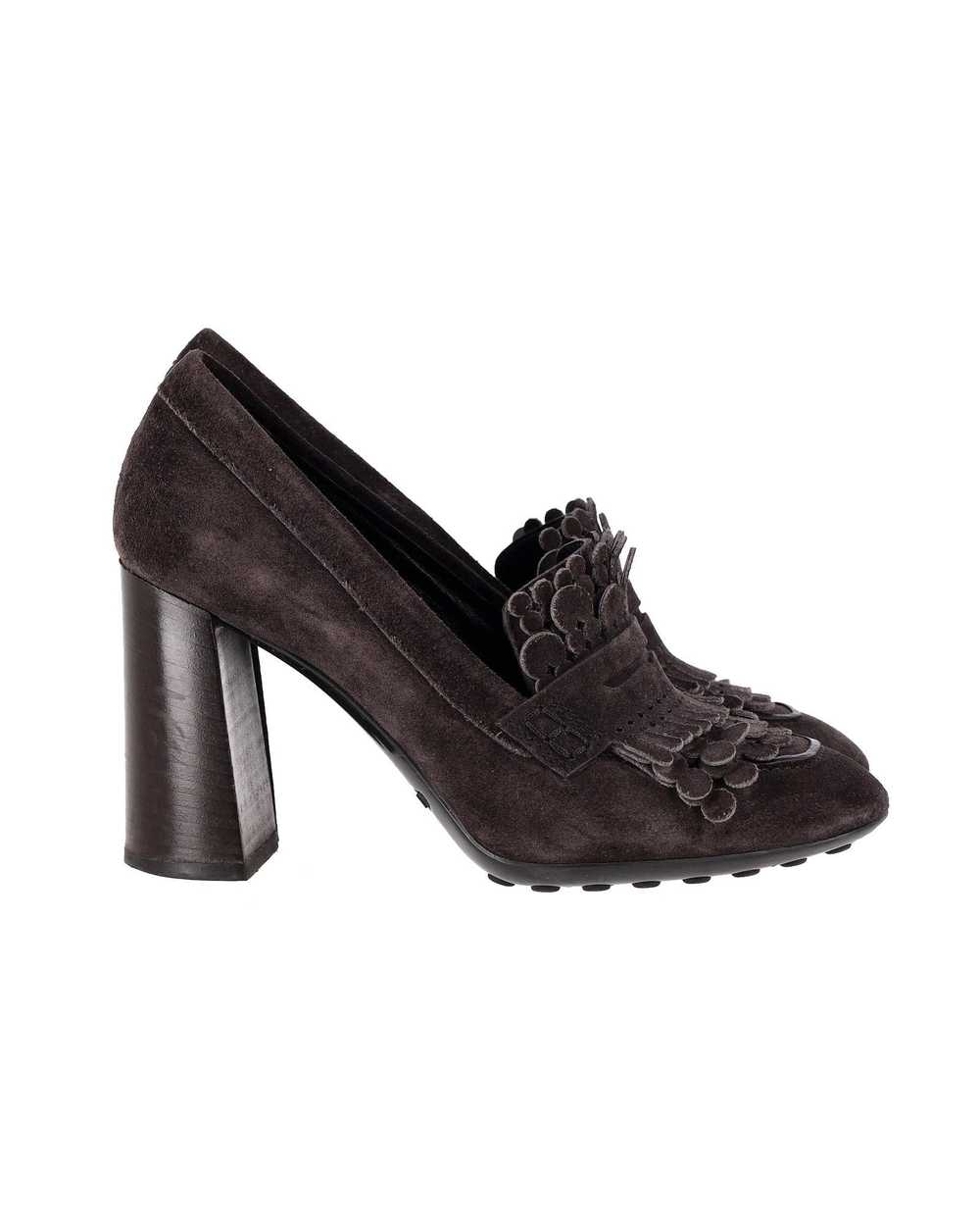 Tods Fringe Block Heel Penny Loafer Pumps In Brown S Gem 5678