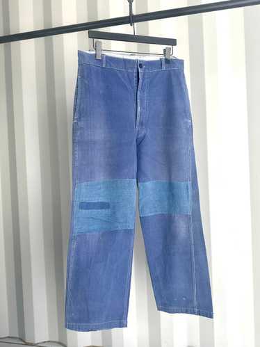Vintage French Moleskin Chore Pants Workwear Dist… - image 1