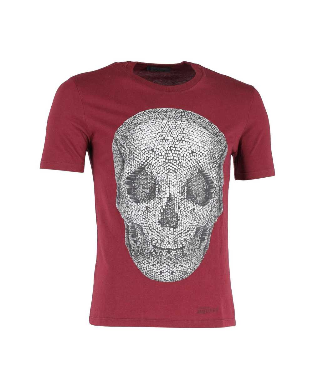 Alexander McQueen Skull Print T-Shirt in Burgundy… - image 1