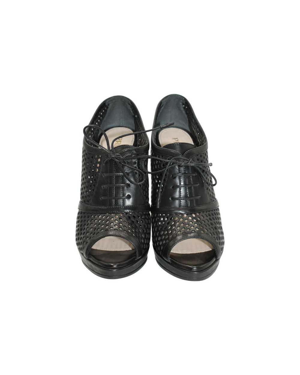 Prada Perforated Black Leather Platform Sandals - image 4