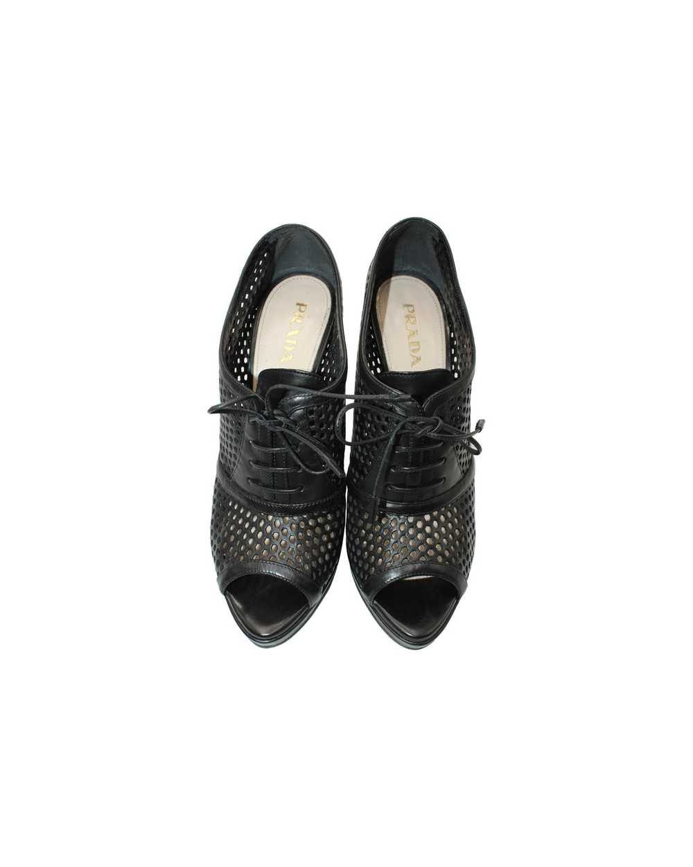 Prada Perforated Black Leather Platform Sandals - image 5