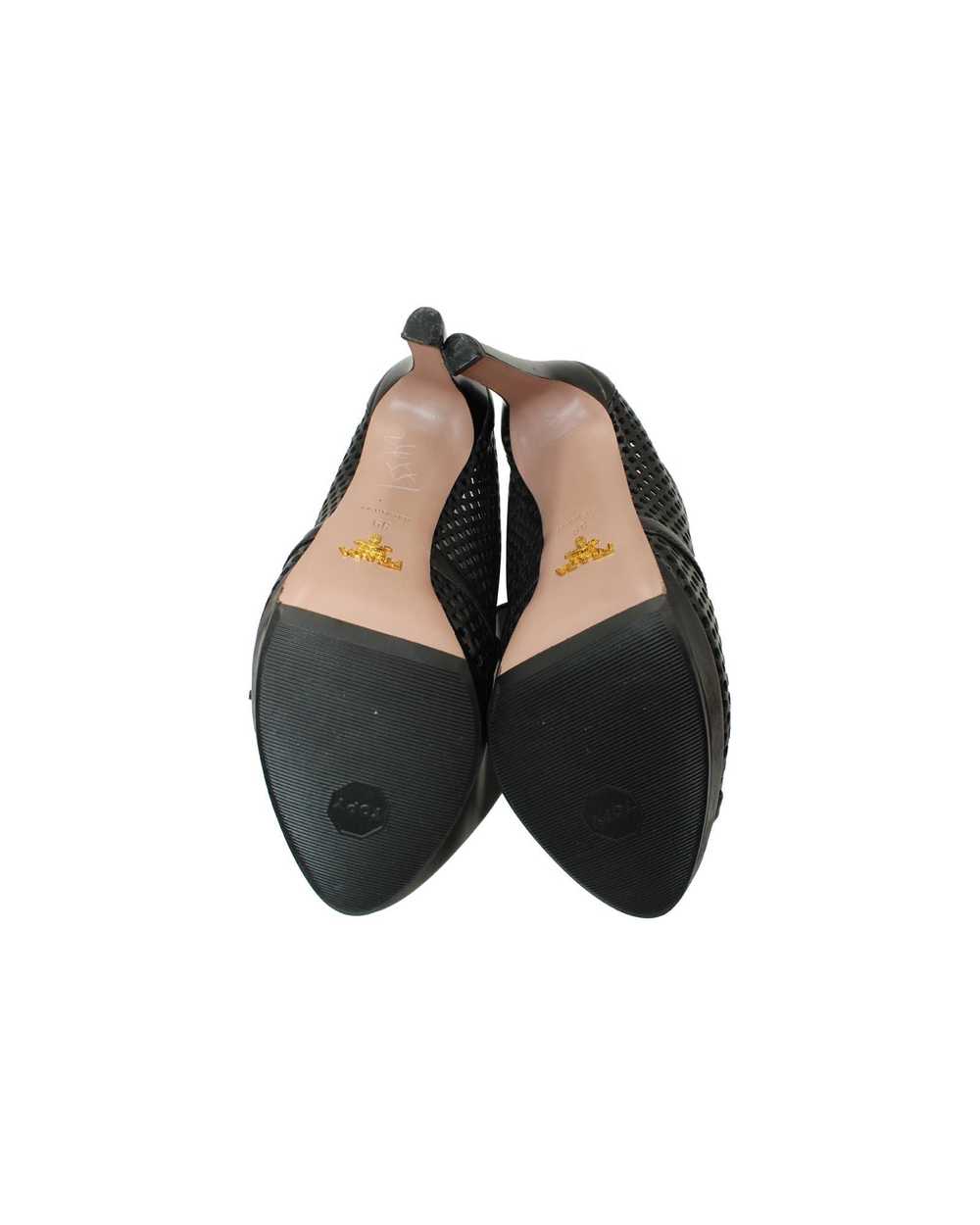 Prada Perforated Black Leather Platform Sandals - image 6