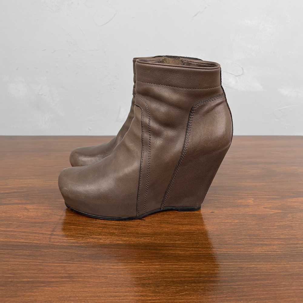Rick Owens Rick Owens Brown Leather Wedge Boots - image 1