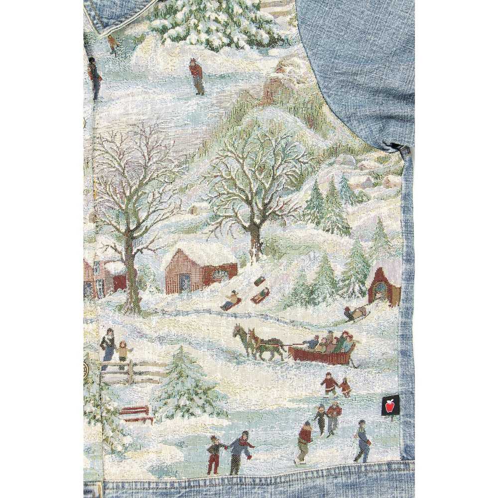 Other Vintage Ice Skate Tapestry Denim Jacket L - image 6