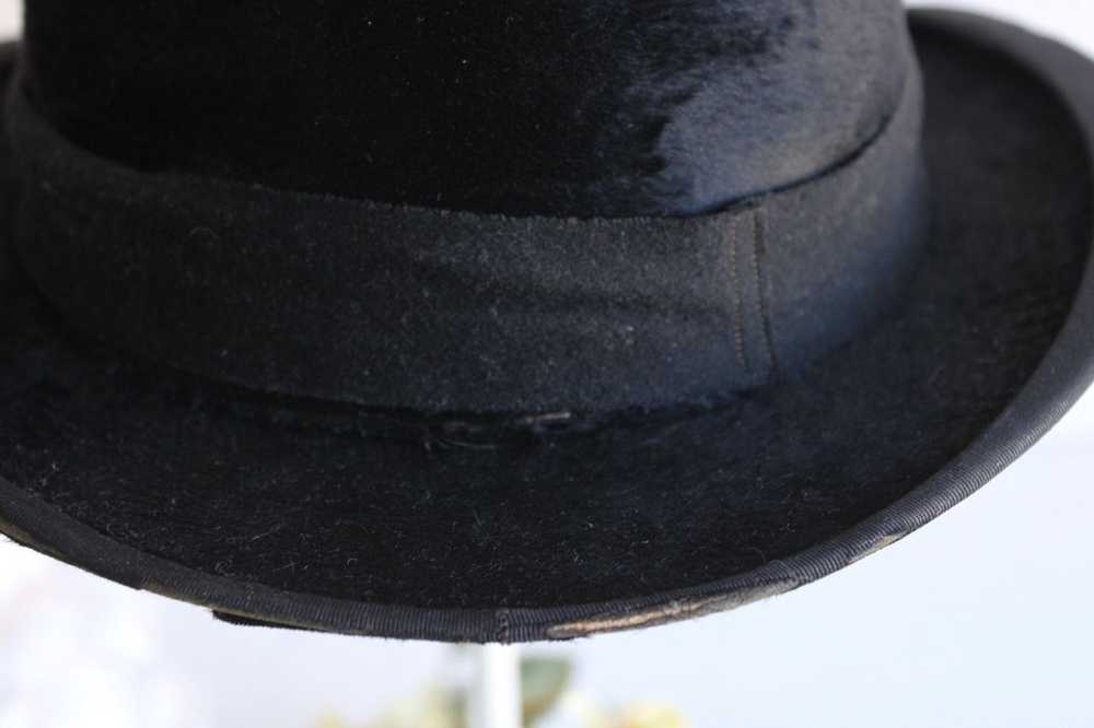 Antique Vintage Antique 1800s Top Hat, Black Beav… - image 3