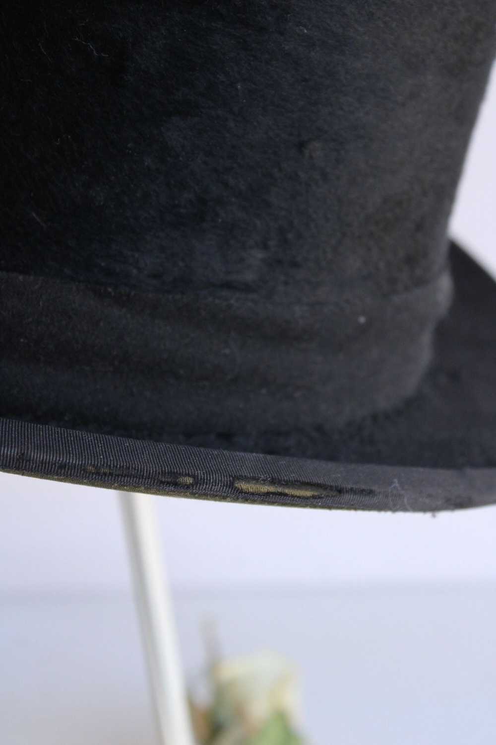 Antique Vintage Antique 1800s Top Hat, Black Beav… - image 5