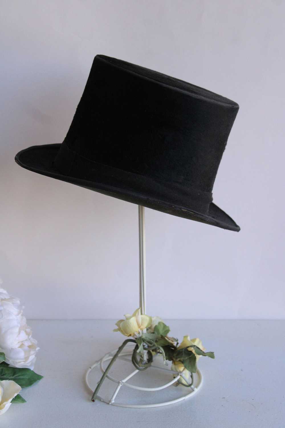 Antique Vintage Antique 1800s Top Hat, Black Beav… - image 6