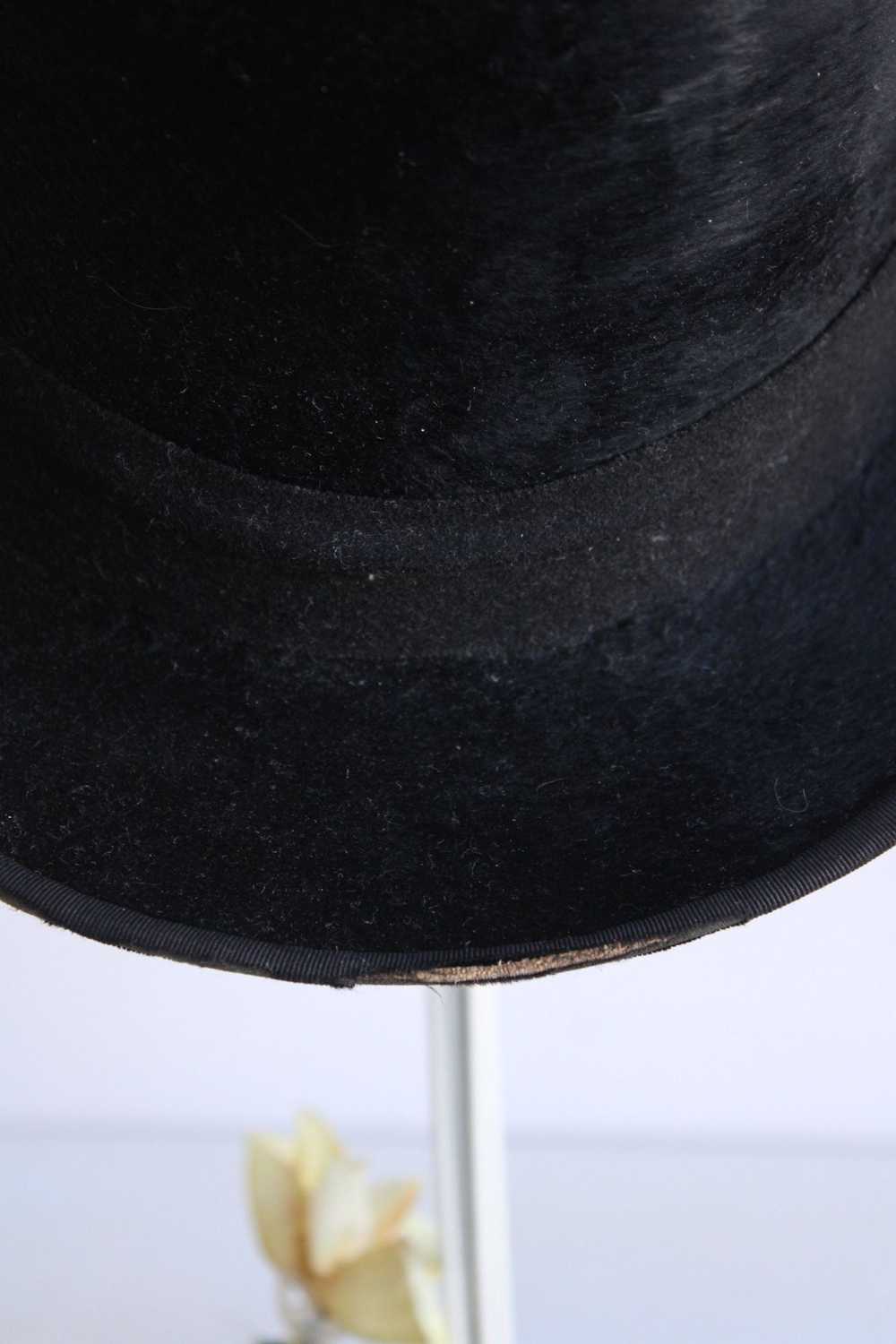 Antique Vintage Antique 1800s Top Hat, Black Beav… - image 8