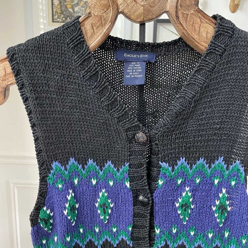 Vintage Vintage Eagle’s Eye Fair Isle Cable Knit … - image 2