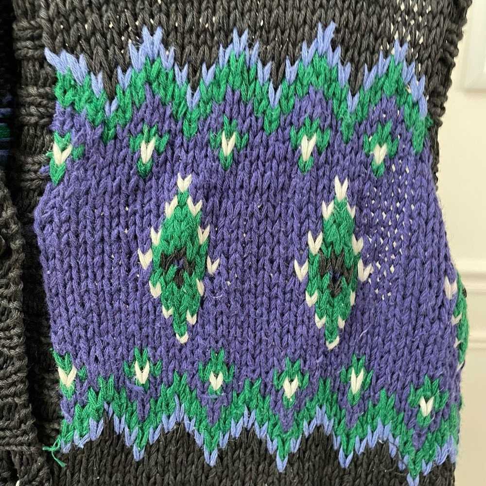 Vintage Vintage Eagle’s Eye Fair Isle Cable Knit … - image 3