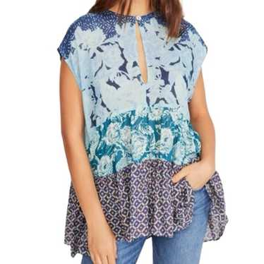 Free people tiered blouse patchwork floral print … - image 1