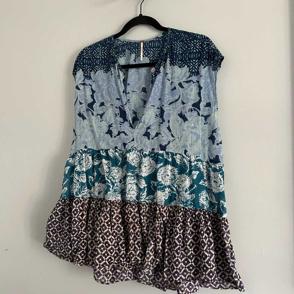 Free people tiered blouse patchwork floral print … - image 5