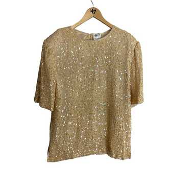 Vintage Gunnit Fashions New York Gold Beaded Top -