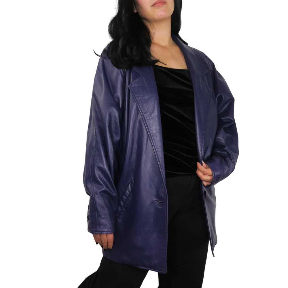 Vintage 90s Vintage Purple Leather Jacket Medium … - image 2