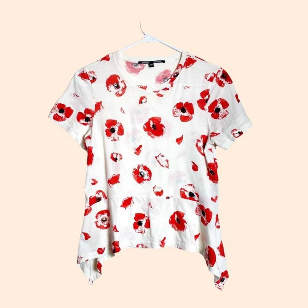 Proenza Schouler Floral Red Poppy Printed Peplum … - image 1