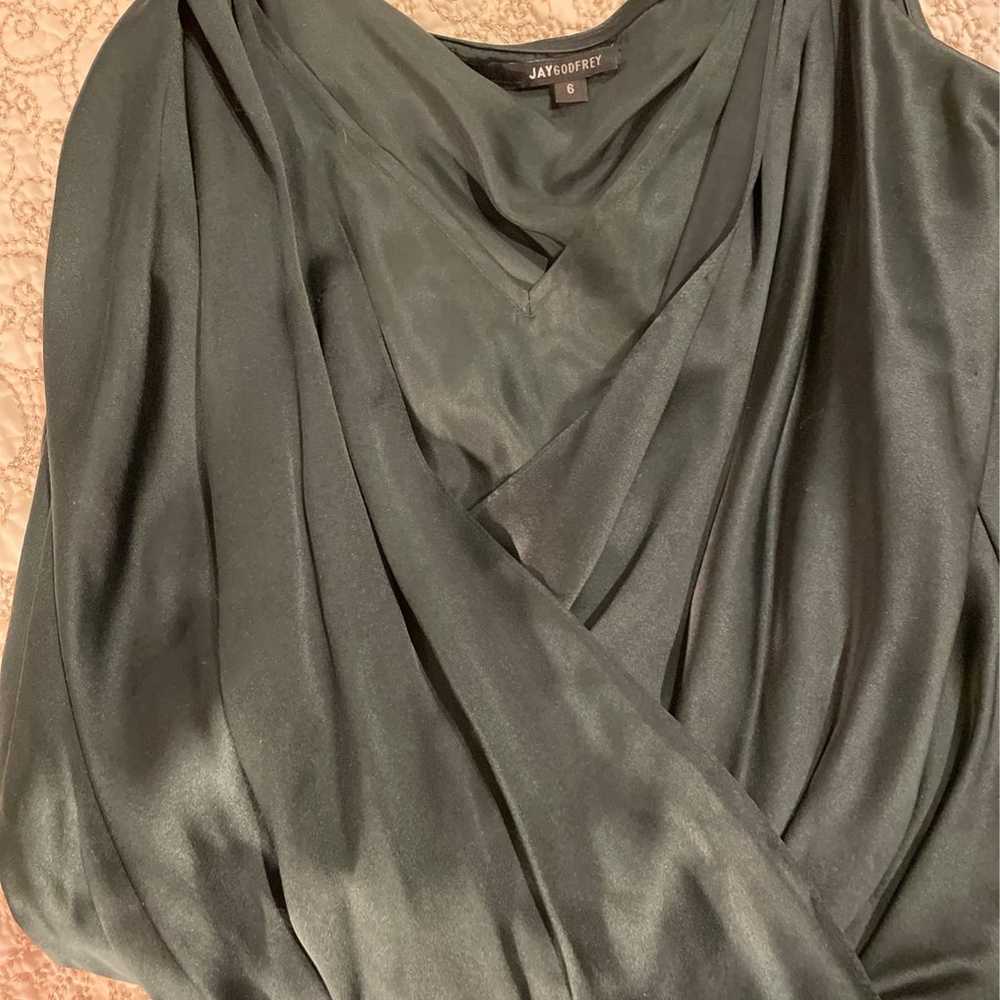 Jay Godfrey 100% silk green blouse size 6 - image 4