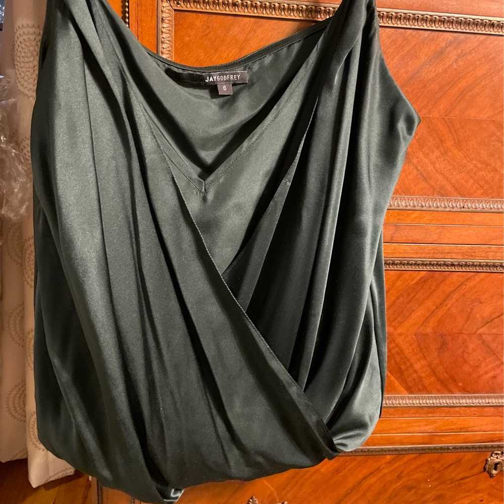 Jay Godfrey 100% silk green blouse size 6 - image 5