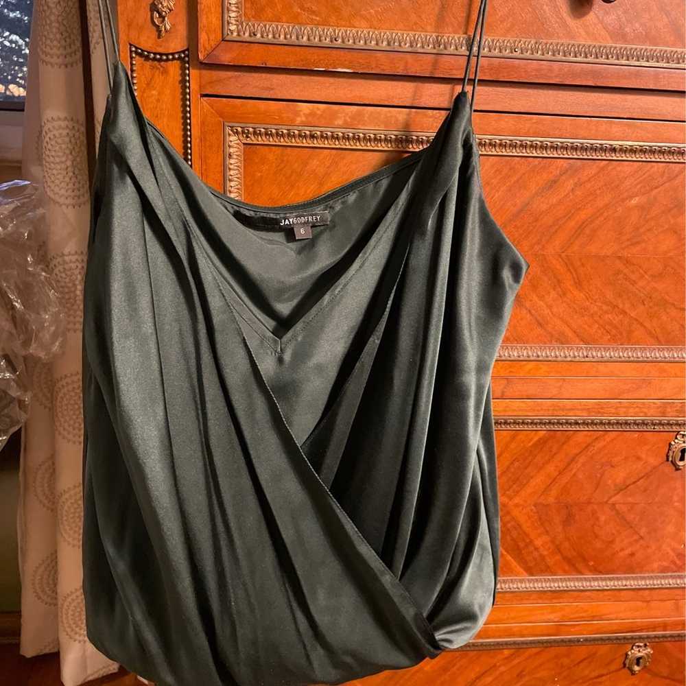 Jay Godfrey 100% silk green blouse size 6 - image 6