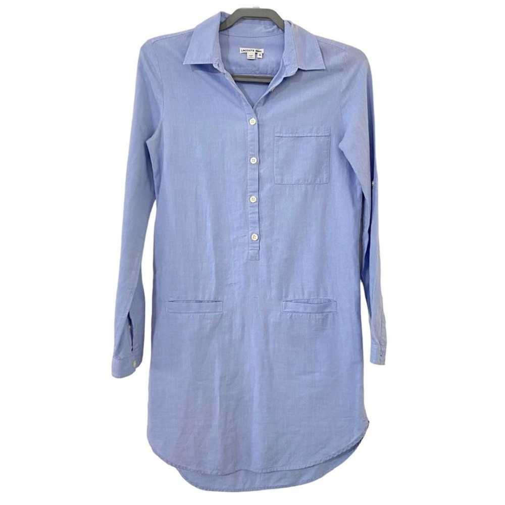 Lacoste Blue Button Down Shirt Dress Cotton Tunic… - image 1