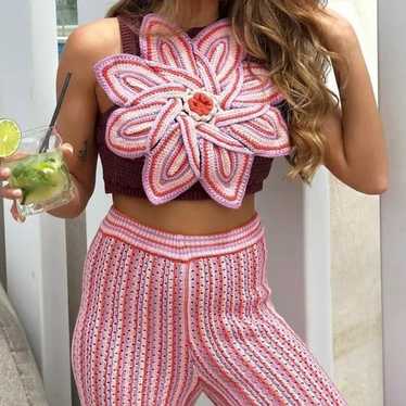 Zara Flower Crochet Knit Crop Top