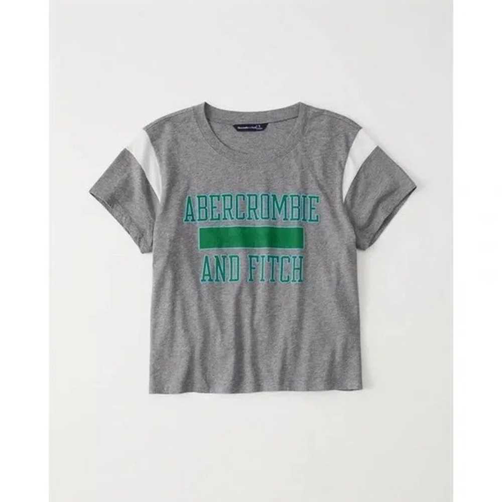 Abercrombie & Fitch Grey Logo Short Sleeve Varsit… - image 4