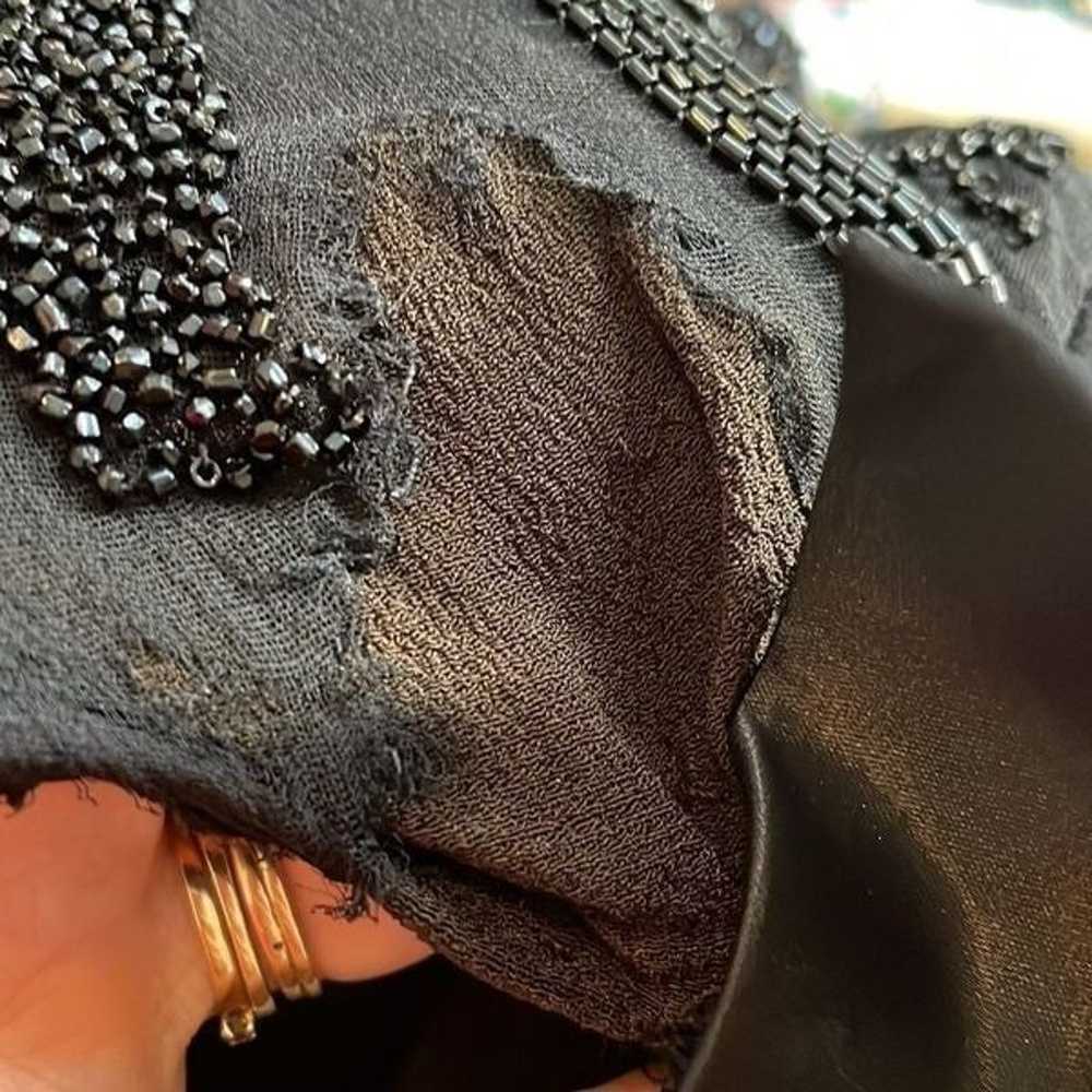 Vtg 50s/60s black beaded & sequined blouse with s… - image 10