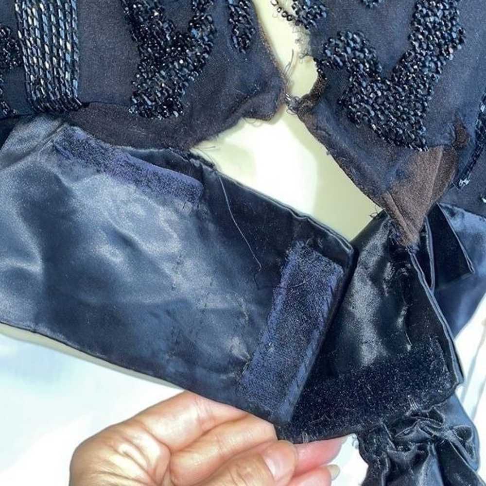 Vtg 50s/60s black beaded & sequined blouse with s… - image 8