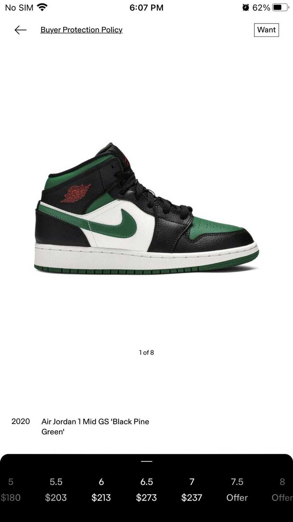 Jordan Brand Air Jordan 1 Black Pine Green Size 6… - image 8