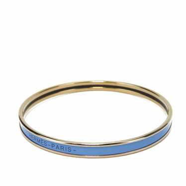 Hermes Hermes Bangle Uni Metal Enamel Gold Blue B… - image 1