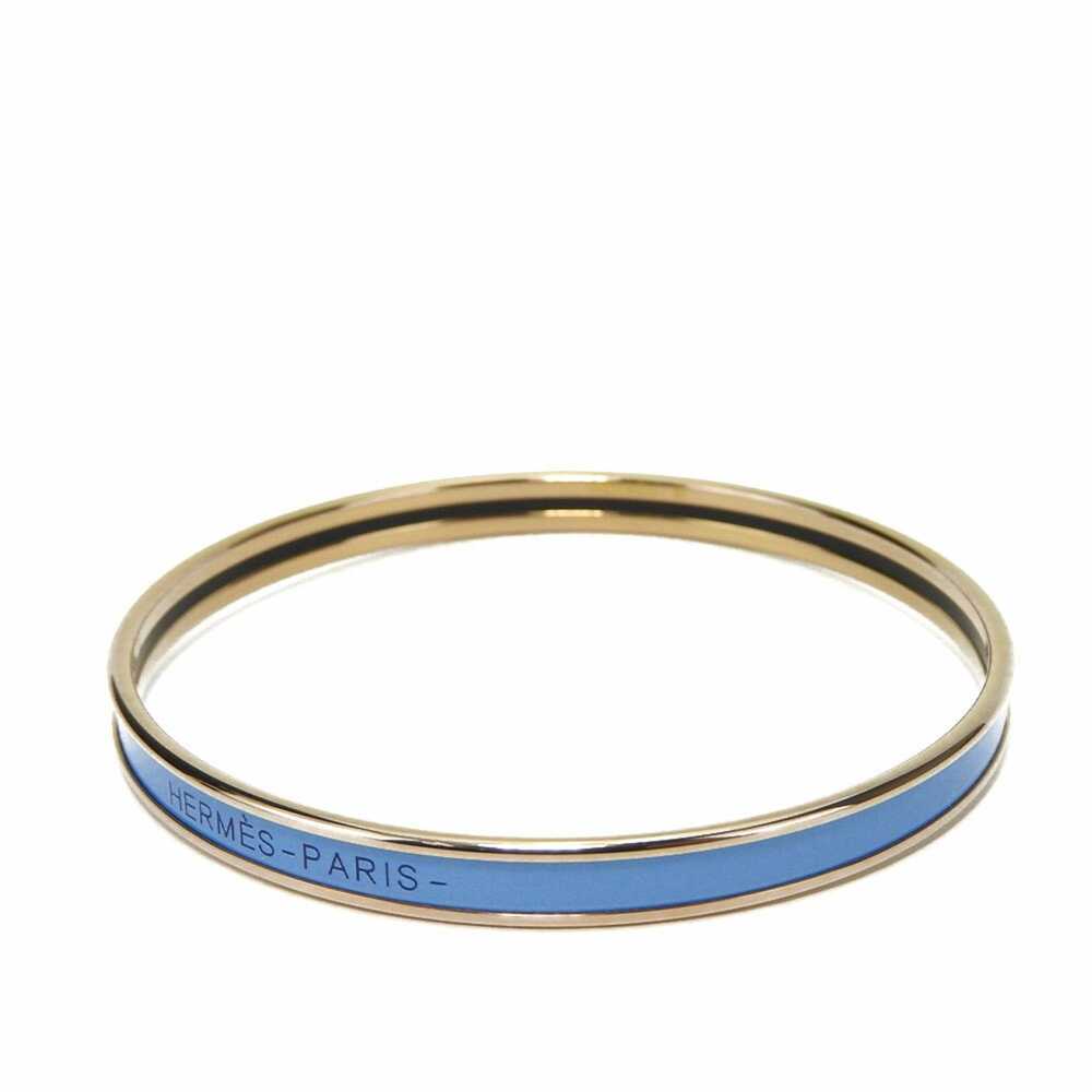 Hermes Hermes Bangle Uni Metal Enamel Gold Blue B… - image 8