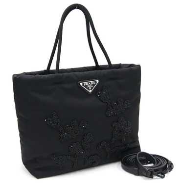 Prada Prada handbag 1BA257 black nylon leather sh… - image 1