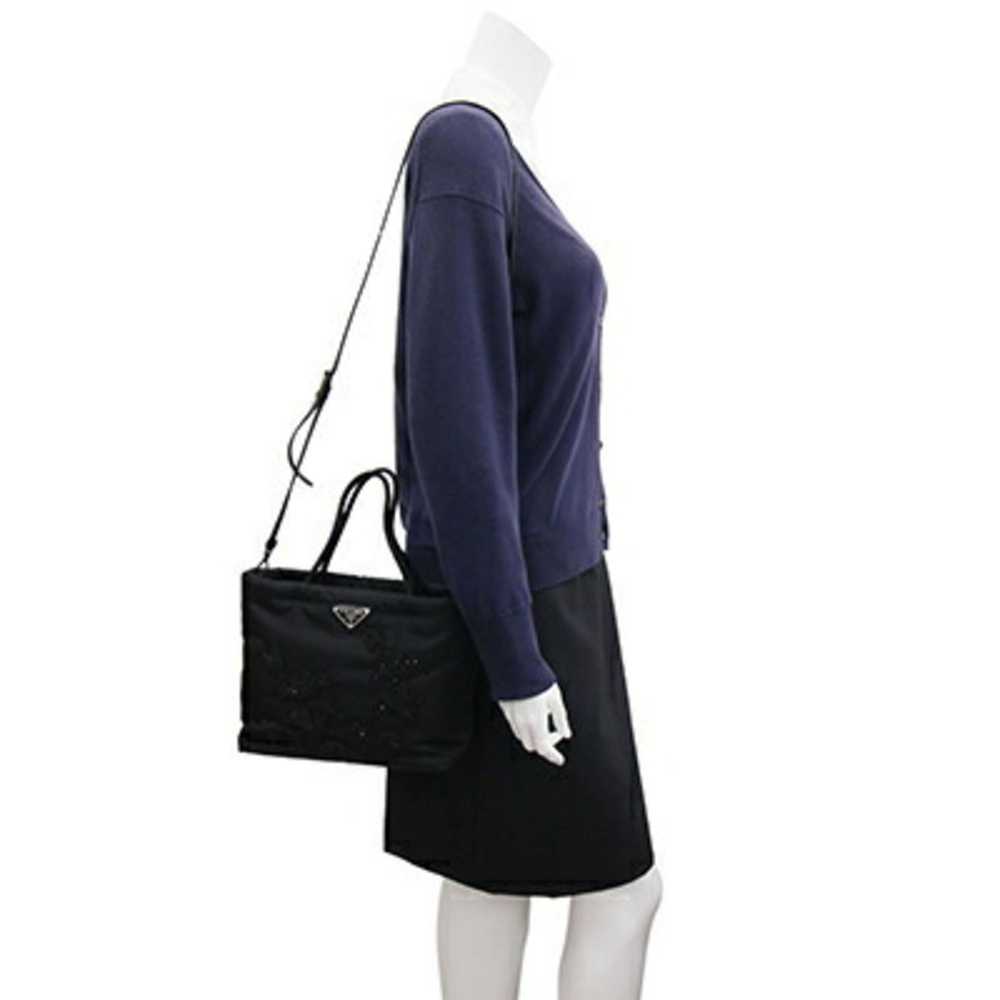 Prada Prada handbag 1BA257 black nylon leather sh… - image 6