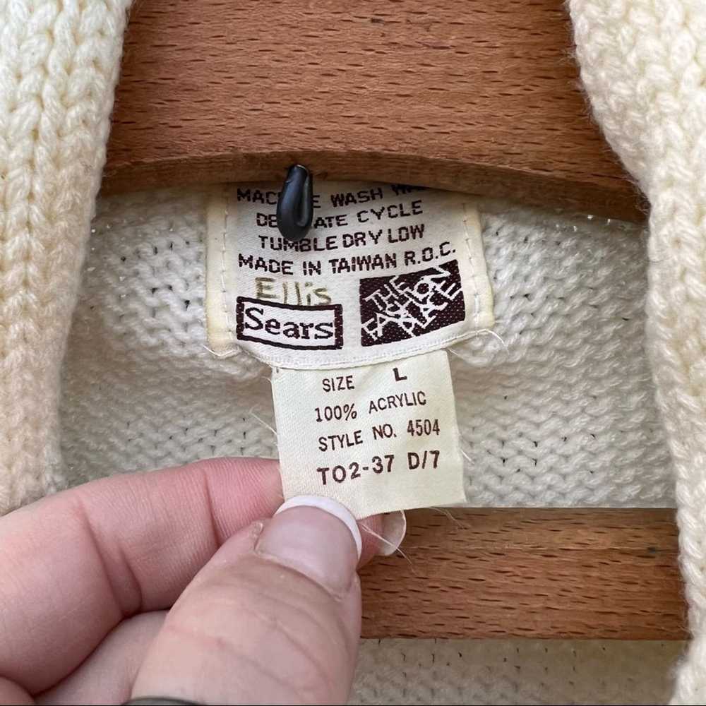 Sears 70s Sears Fashion cream knit cowl collar ca… - image 4