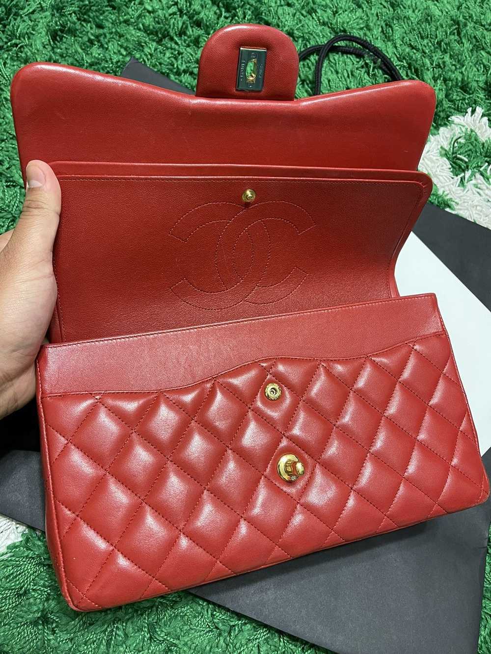 Chanel Chanel Double Flap Lambskin- Red - image 9