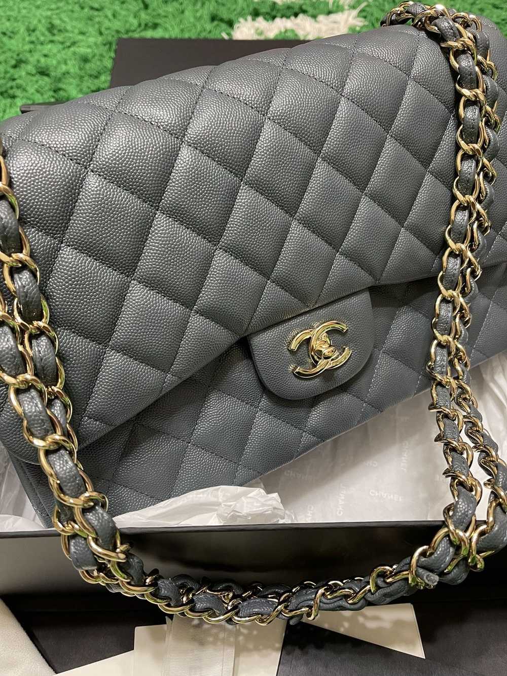 Chanel Chanel Jumbo Double Flap Caviar- Grey - image 2