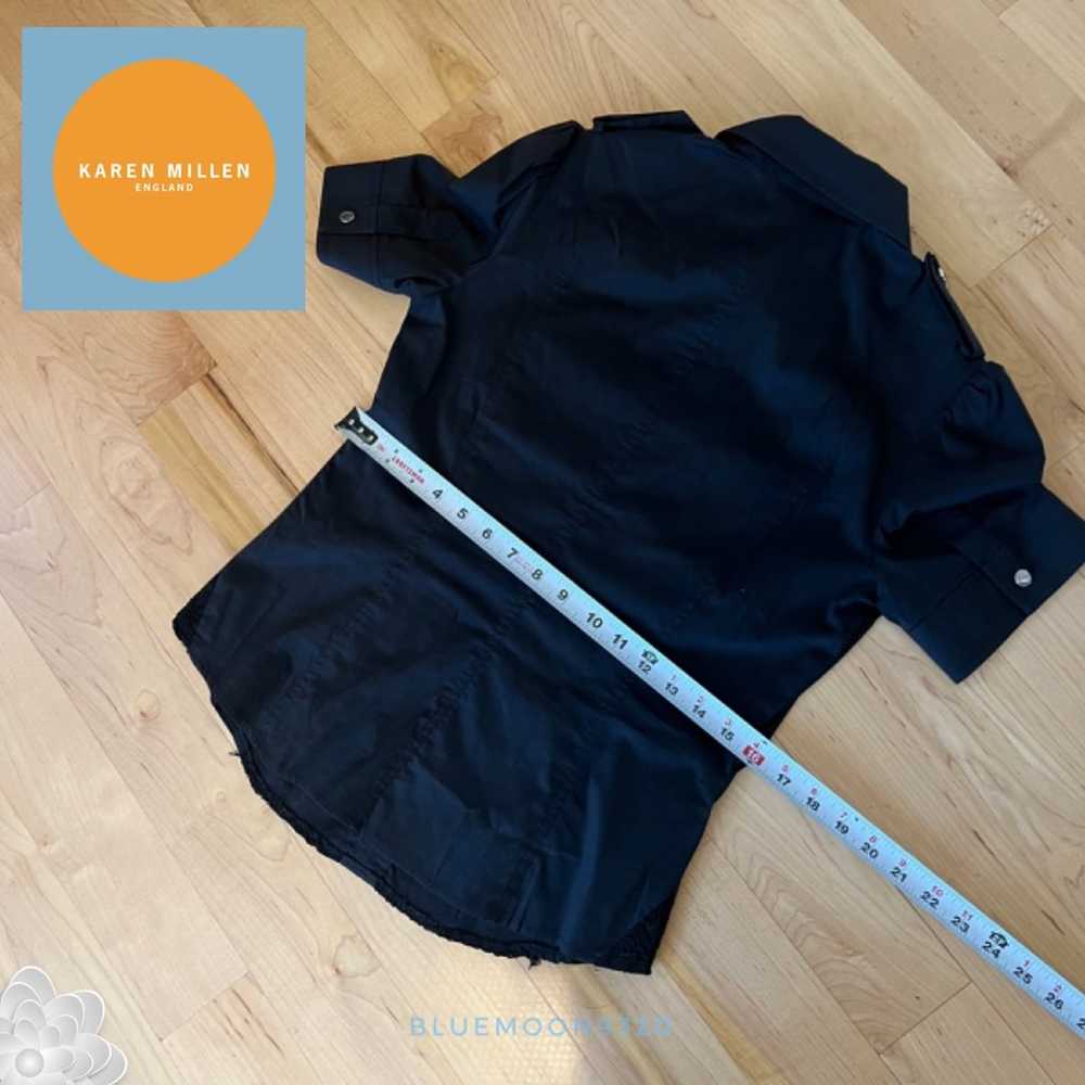 KAREN MILLEN England Blouse Shirt Black Appliqué … - image 10