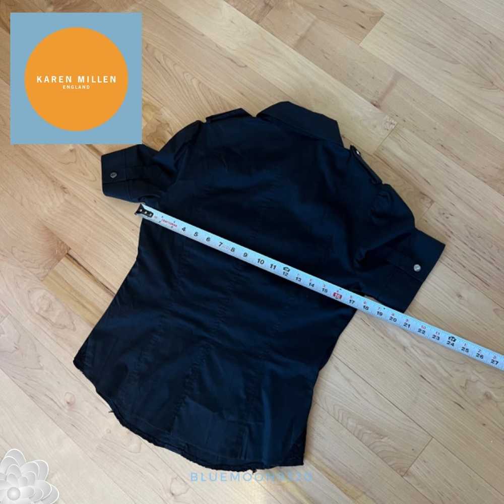 KAREN MILLEN England Blouse Shirt Black Appliqué … - image 9