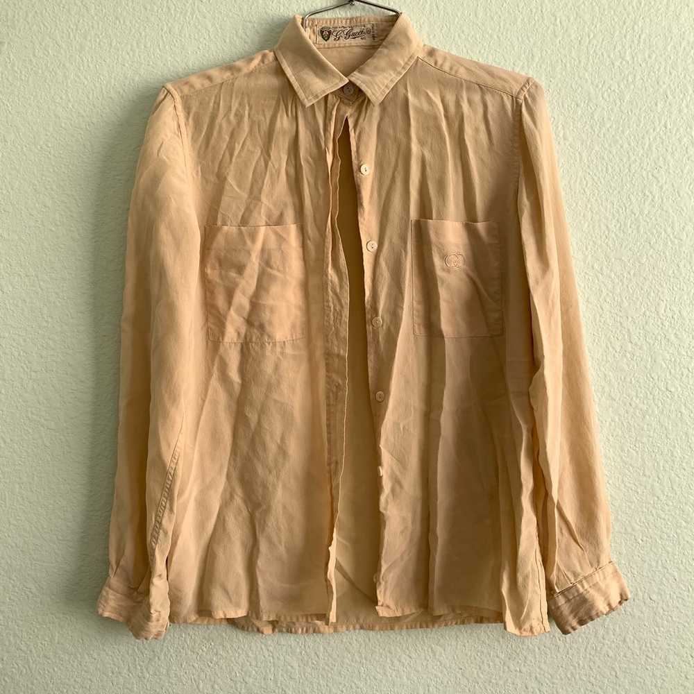 VINTAGE GUCCI 100% silk long sleeve button up blo… - image 2