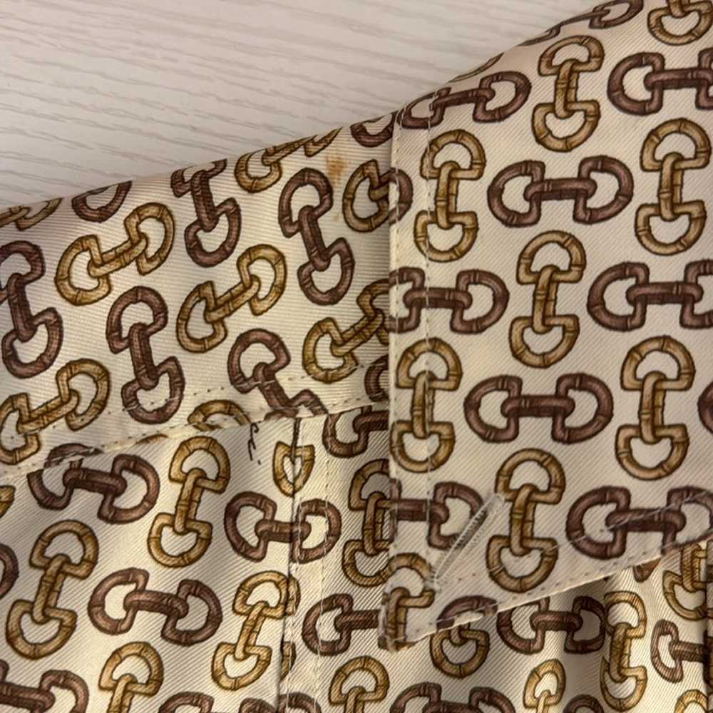 Gucci 38 Gold Silk Horse-bit Logo Button Up Blous… - image 10