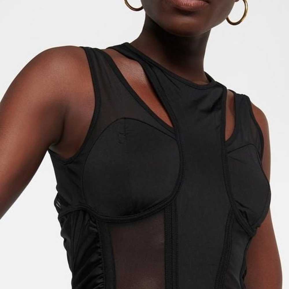 $795 Balmain Women's Black Cutout Tulle Bodysuit … - image 3