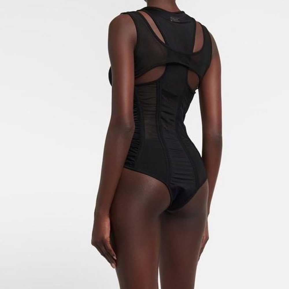 $795 Balmain Women's Black Cutout Tulle Bodysuit … - image 5