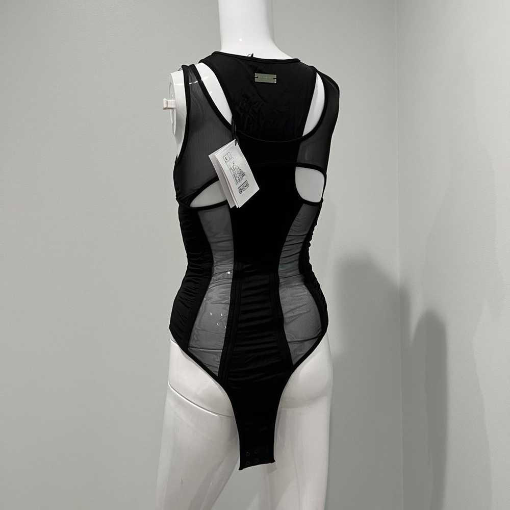 $795 Balmain Women's Black Cutout Tulle Bodysuit … - image 8