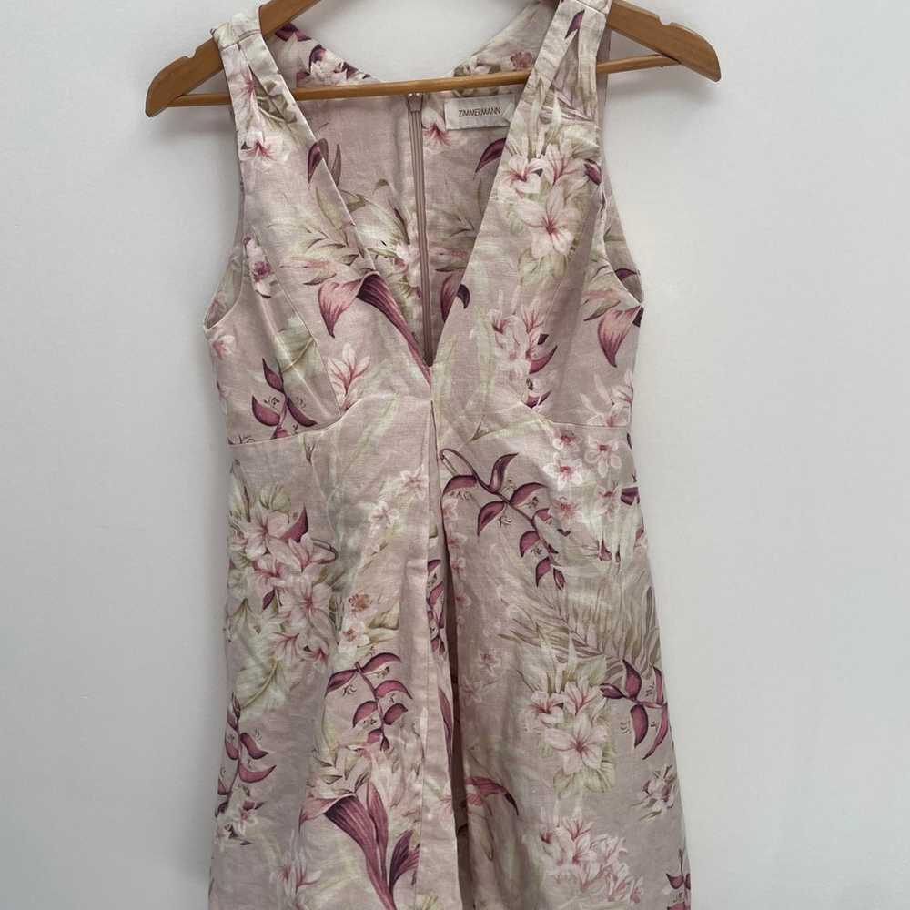 Zimmermann Super Floral Mini Dress Pink. Size 4. - image 1